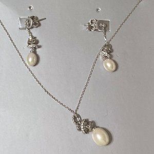 ELLE Jewlery Silver Pearl Set